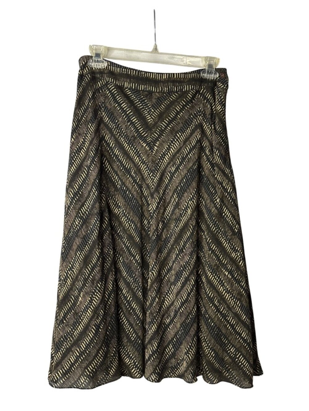 Jones New York Silk A-Line Midi Skirt Size 6 Chevron Neutral Lined Vintage Y2K